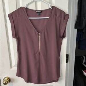 Express Women's Mauve Top with Zipper Detail